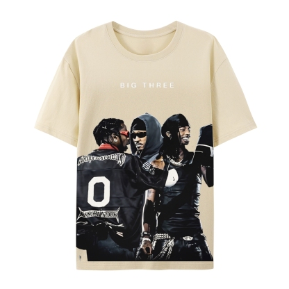 MUSIC BIG THREE TEE Casual Short Sleeve T-Shirt  