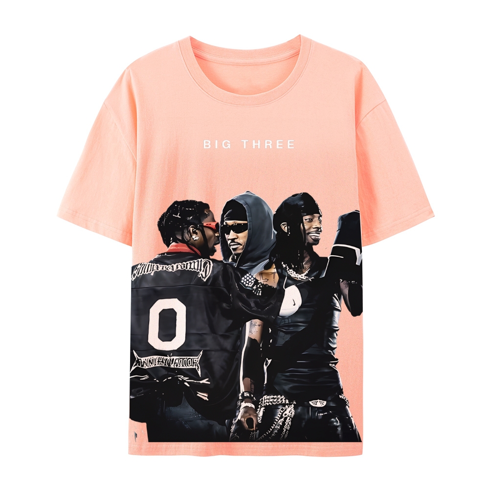 MUSIC BIG THREE TEE Casual Short Sleeve T-Shirt  