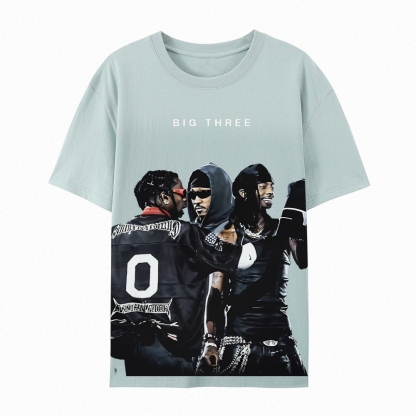 MUSIC BIG THREE TEE Casual Short Sleeve T-Shirt  