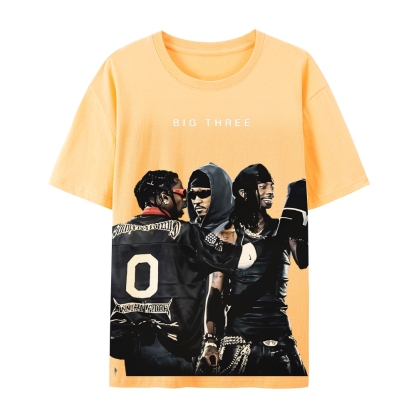 MUSIC BIG THREE TEE Casual Short Sleeve T-Shirt  