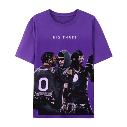 MUSIC BIG THREE TEE Casual Short Sleeve T-Shirt  