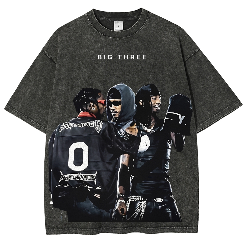 MUSIC BIG THREE TEE Unisex Fit Washed T-Shirt