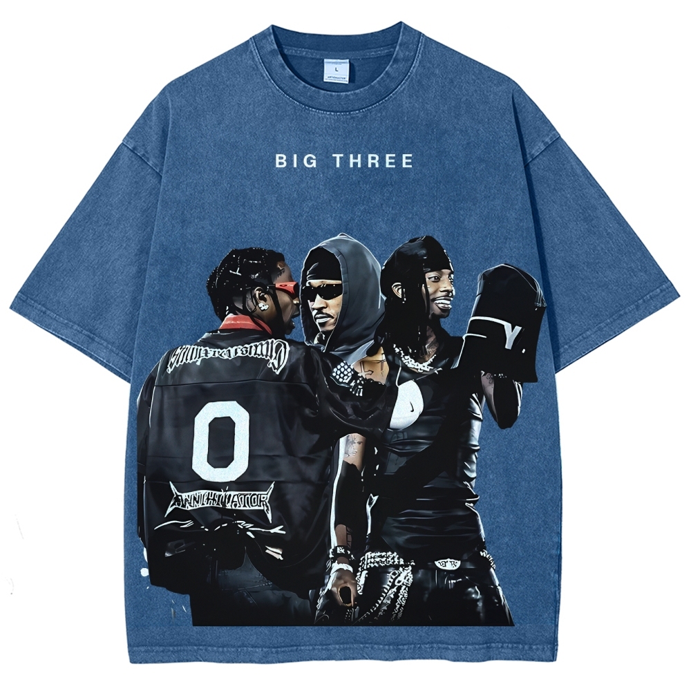 MUSIC BIG THREE TEE Unisex Fit Washed T-Shirt 