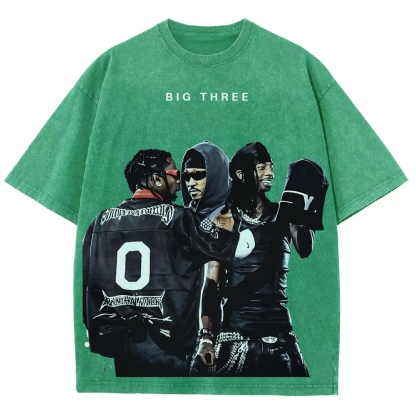 MUSIC BIG THREE TEE Unisex Fit Washed T-Shirt 