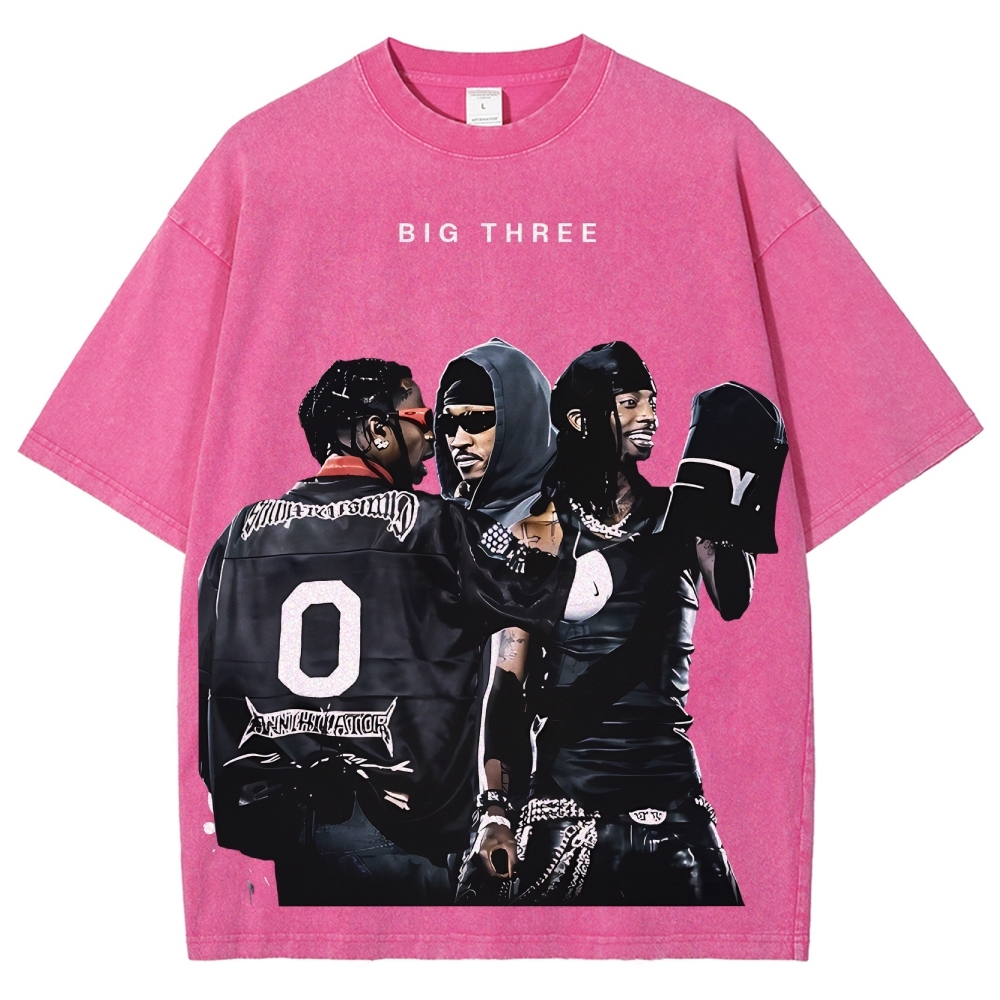 MUSIC BIG THREE TEE Unisex Fit Washed T-Shirt 