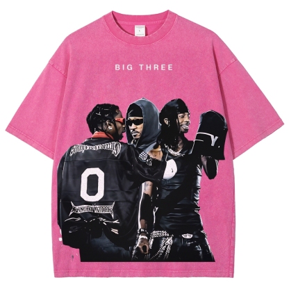 MUSIC BIG THREE TEE Unisex Fit Washed T-Shirt 