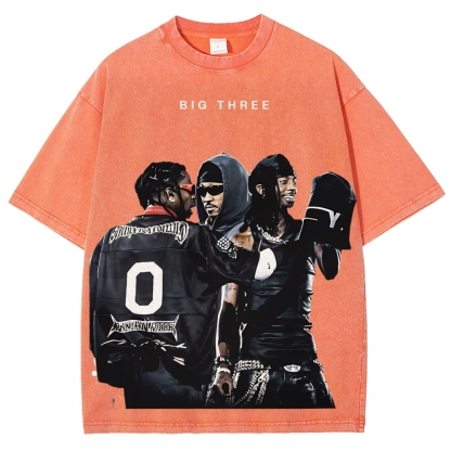 MUSIC BIG THREE TEE Unisex Fit Washed T-Shirt 