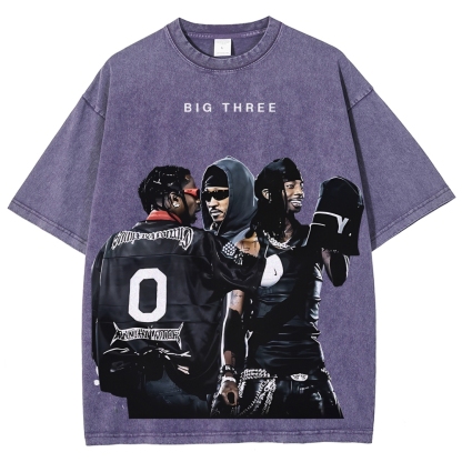 MUSIC BIG THREE TEE Unisex Fit Washed T-Shirt 
