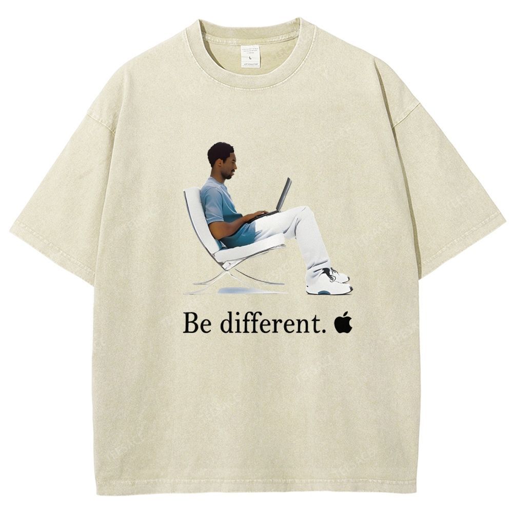 Unisex Fit Washed T-Shirt 'Be different' Kobe Tee