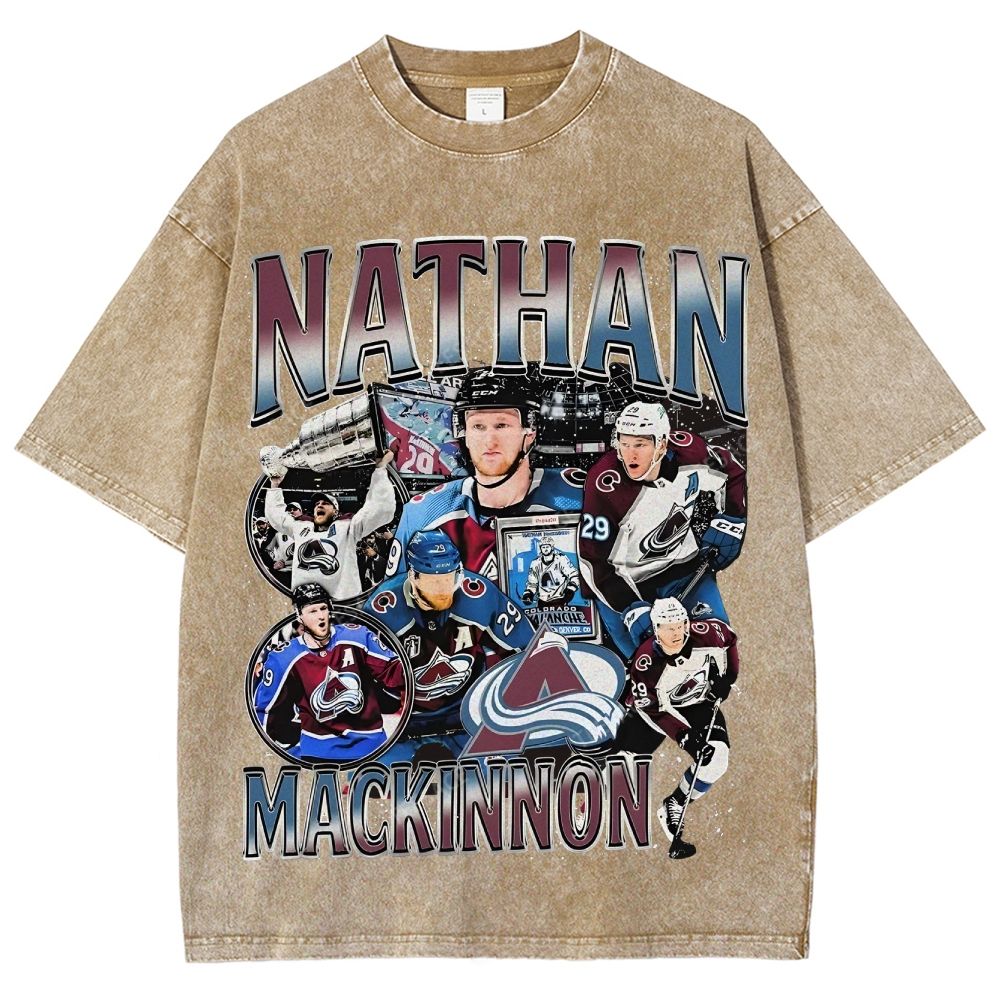 Unisex-Adult Ultra Cotton Washed T-Shirt Graphic  NATHAN MACKINNON TEE