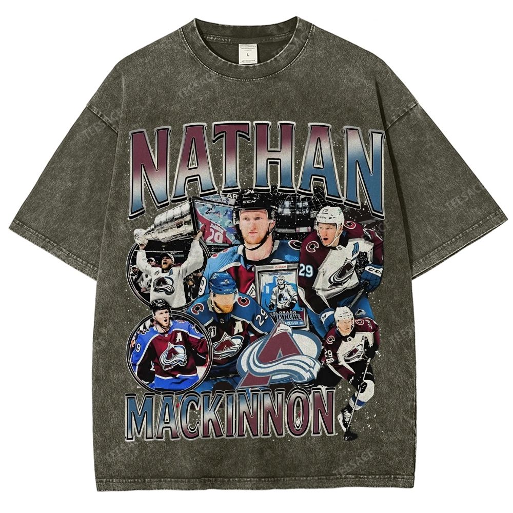 Unisex-Adult Ultra Cotton Washed T-Shirt Graphic  NATHAN MACKINNON TEE