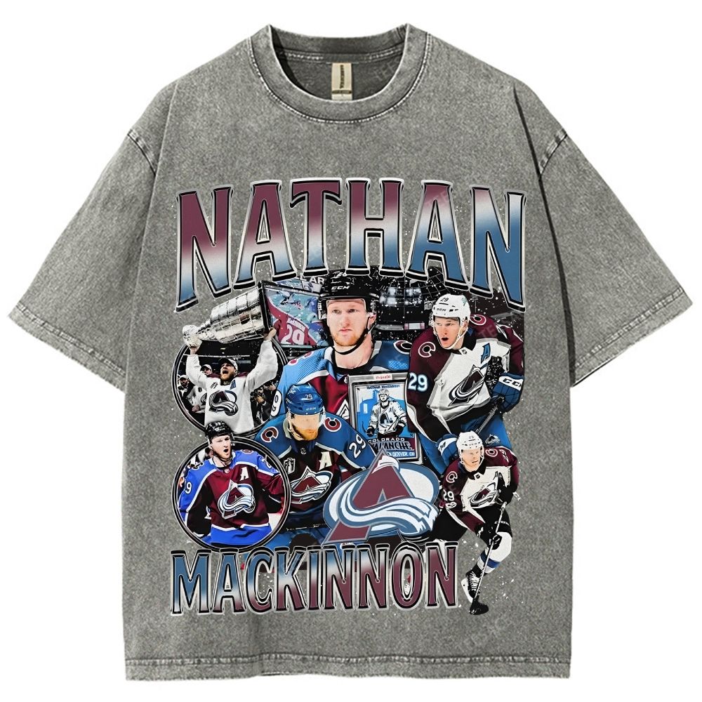 Unisex-Adult Ultra Cotton Washed T-Shirt Graphic  NATHAN MACKINNON TEE