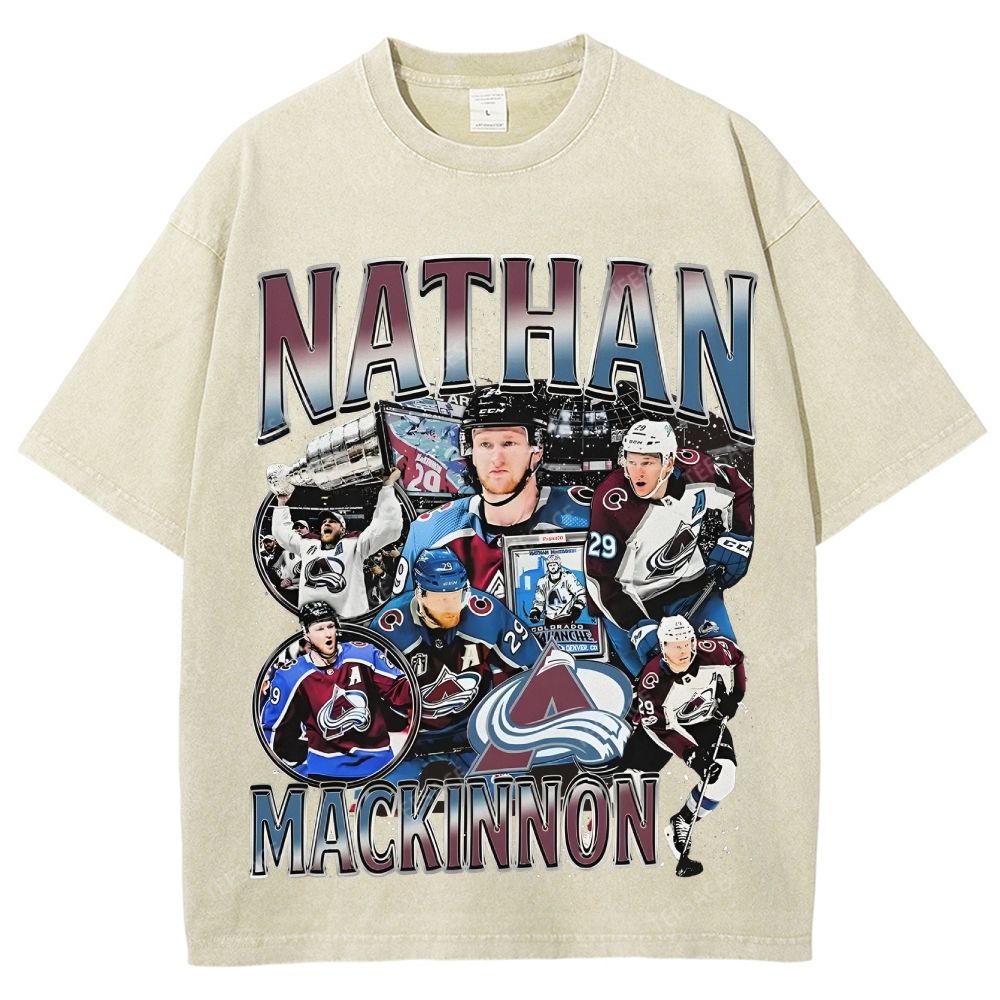Unisex-Adult Ultra Cotton Washed T-Shirt Graphic  NATHAN MACKINNON TEE