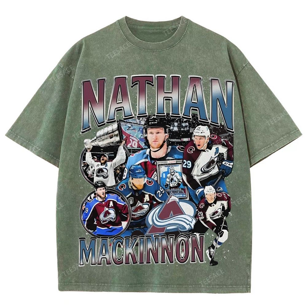 Unisex-Adult Ultra Cotton Washed T-Shirt Graphic  NATHAN MACKINNON TEE