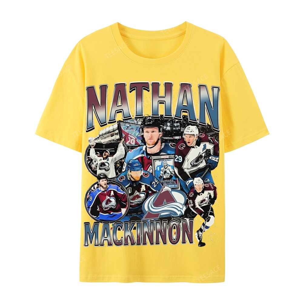 Unisex-Adult Ultra Cotton Washed T-Shirt Graphic  NATHAN MACKINNON TEE