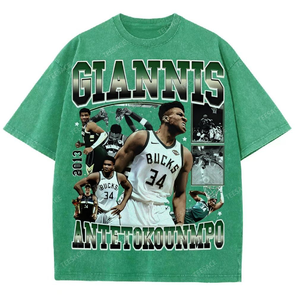 Unisex Fit Washed Giannis Antetokounmpo T-Shirt 2504013803