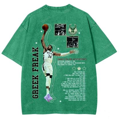 Unisex Fit Washed Giannis Antetokounmpo T-Shirt 2504013803