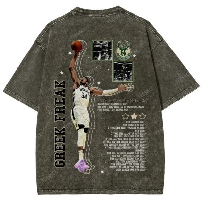 Unisex Fit Washed Giannis Antetokounmpo T-Shirt 2504013803
