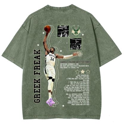 Unisex Fit Washed Giannis Antetokounmpo T-Shirt 2504013803