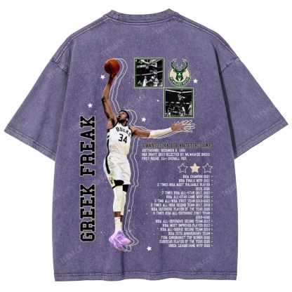 Unisex Fit Washed Giannis Antetokounmpo T-Shirt 2504013803