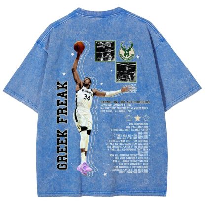 Unisex Fit Washed Giannis Antetokounmpo T-Shirt 2504013803