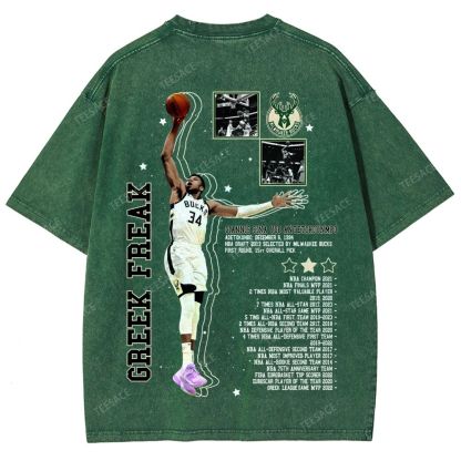 Unisex Fit Washed Giannis Antetokounmpo T-Shirt 2504013803