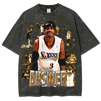 Unisex Fit Washed Allen Iverson T-Shirt 2504013814