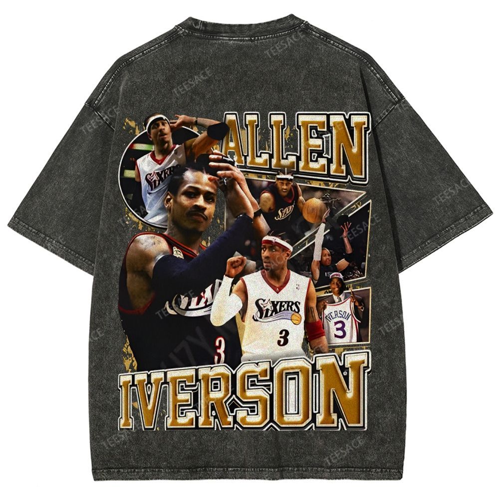 Unisex Fit Washed Allen Iverson T-Shirt 2504013814