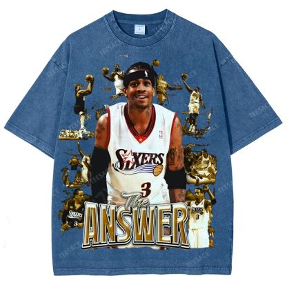 Unisex Fit Washed Allen Iverson T-Shirt 2504013814