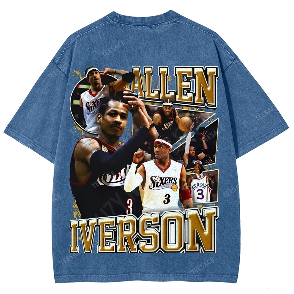 Unisex Fit Washed Allen Iverson T-Shirt 2504013814