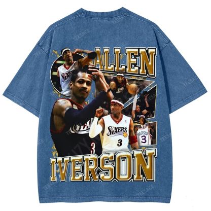 Unisex Fit Washed Allen Iverson T-Shirt 2504013814