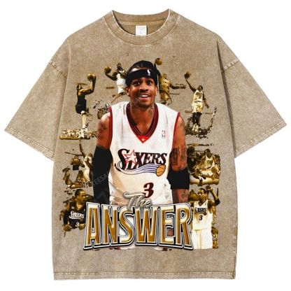 Unisex Fit Washed Allen Iverson T-Shirt 2504013814