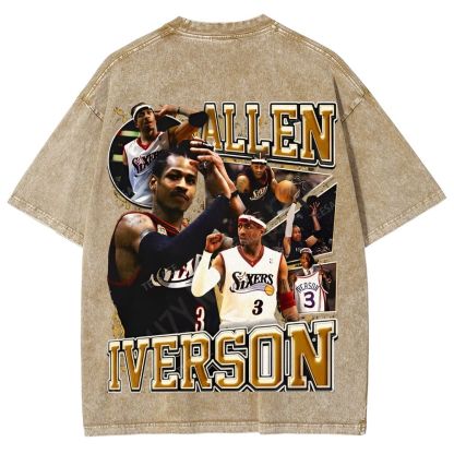 Unisex Fit Washed Allen Iverson T-Shirt 2504013814