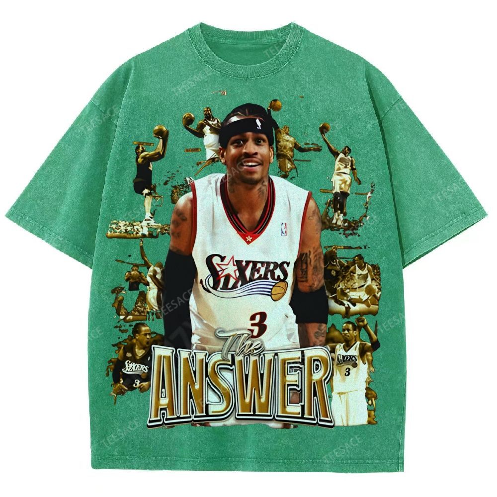 Unisex Fit Washed Allen Iverson T-Shirt 2504013814