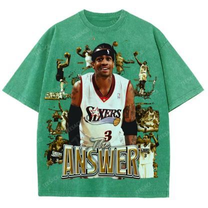 Unisex Fit Washed Allen Iverson T-Shirt 2504013814