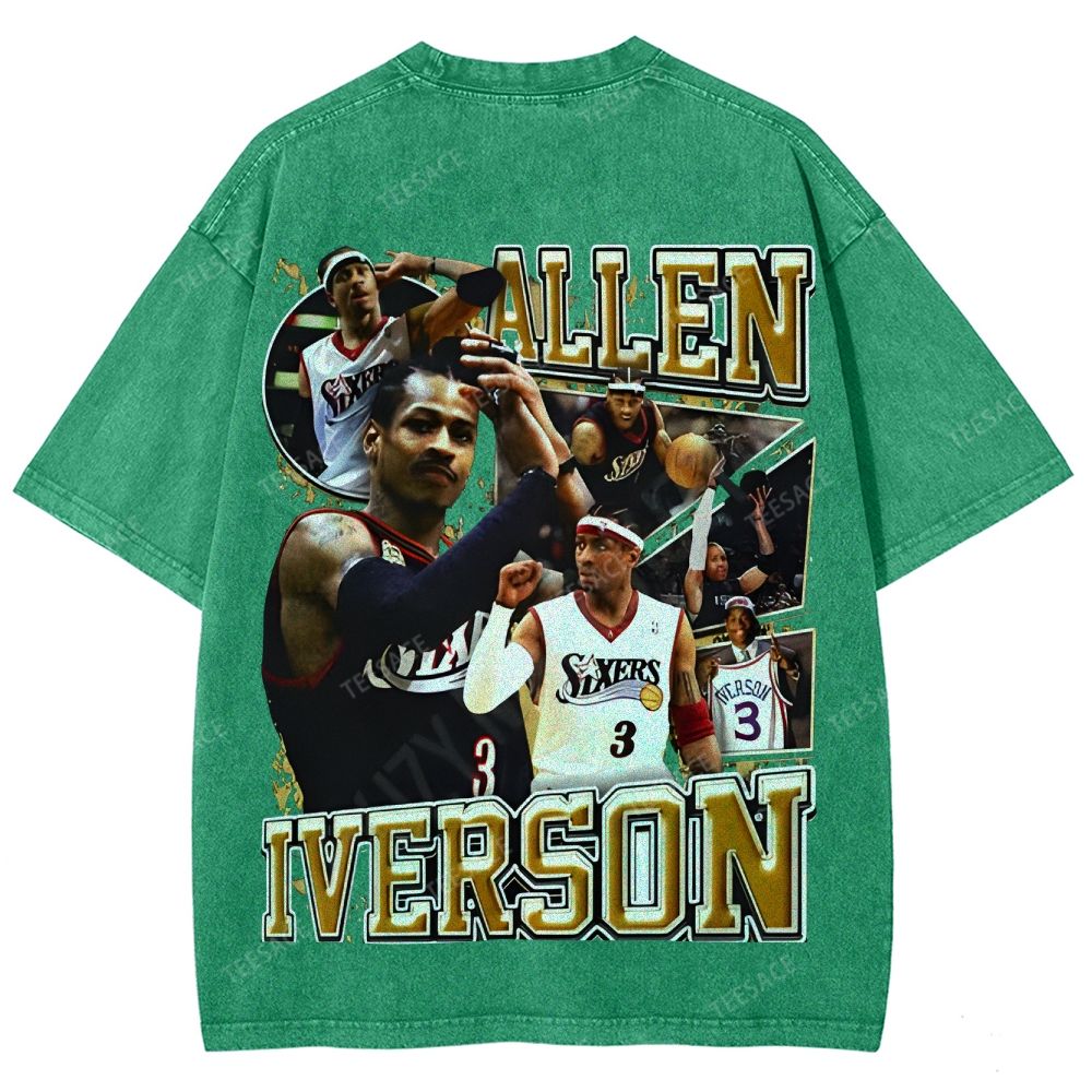 Unisex Fit Washed Allen Iverson T-Shirt 2504013814