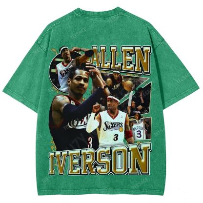 Unisex Fit Washed Allen Iverson T-Shirt 2504013814