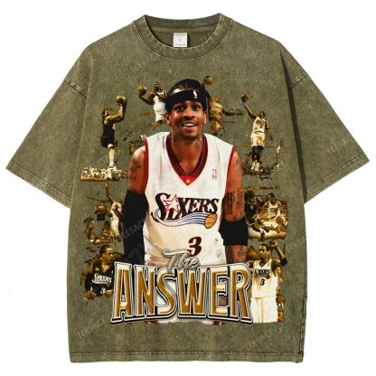 Unisex Fit Washed Allen Iverson T-Shirt 2504013814