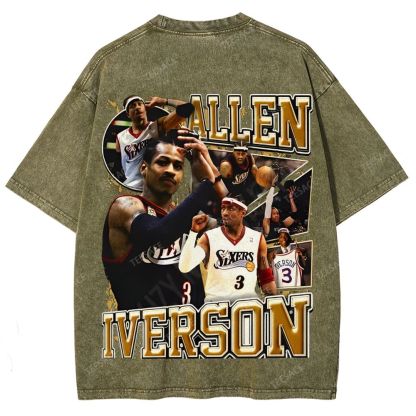Unisex Fit Washed Allen Iverson T-Shirt 2504013814