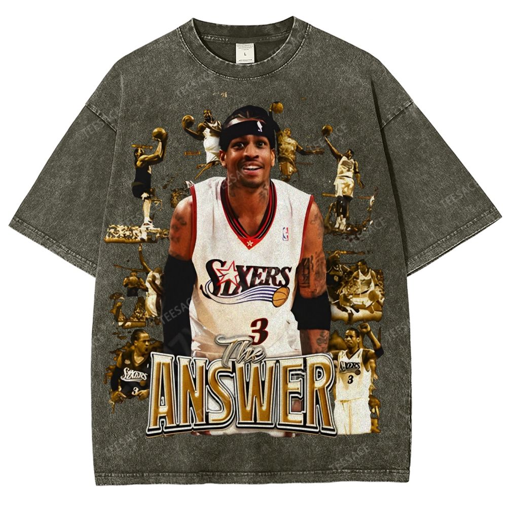 Unisex Fit Washed Allen Iverson T-Shirt 2504013814