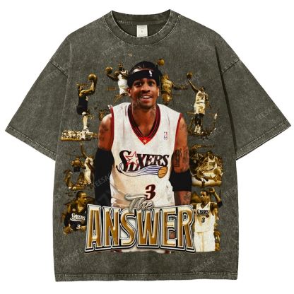 Unisex Fit Washed Allen Iverson T-Shirt 2504013814