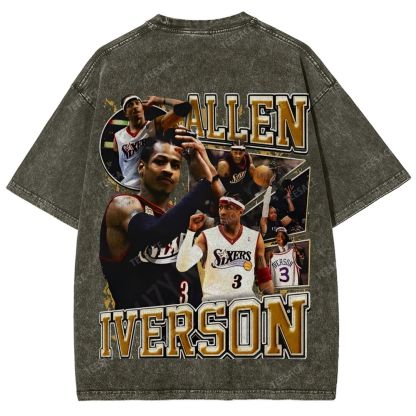 Unisex Fit Washed Allen Iverson T-Shirt 2504013814