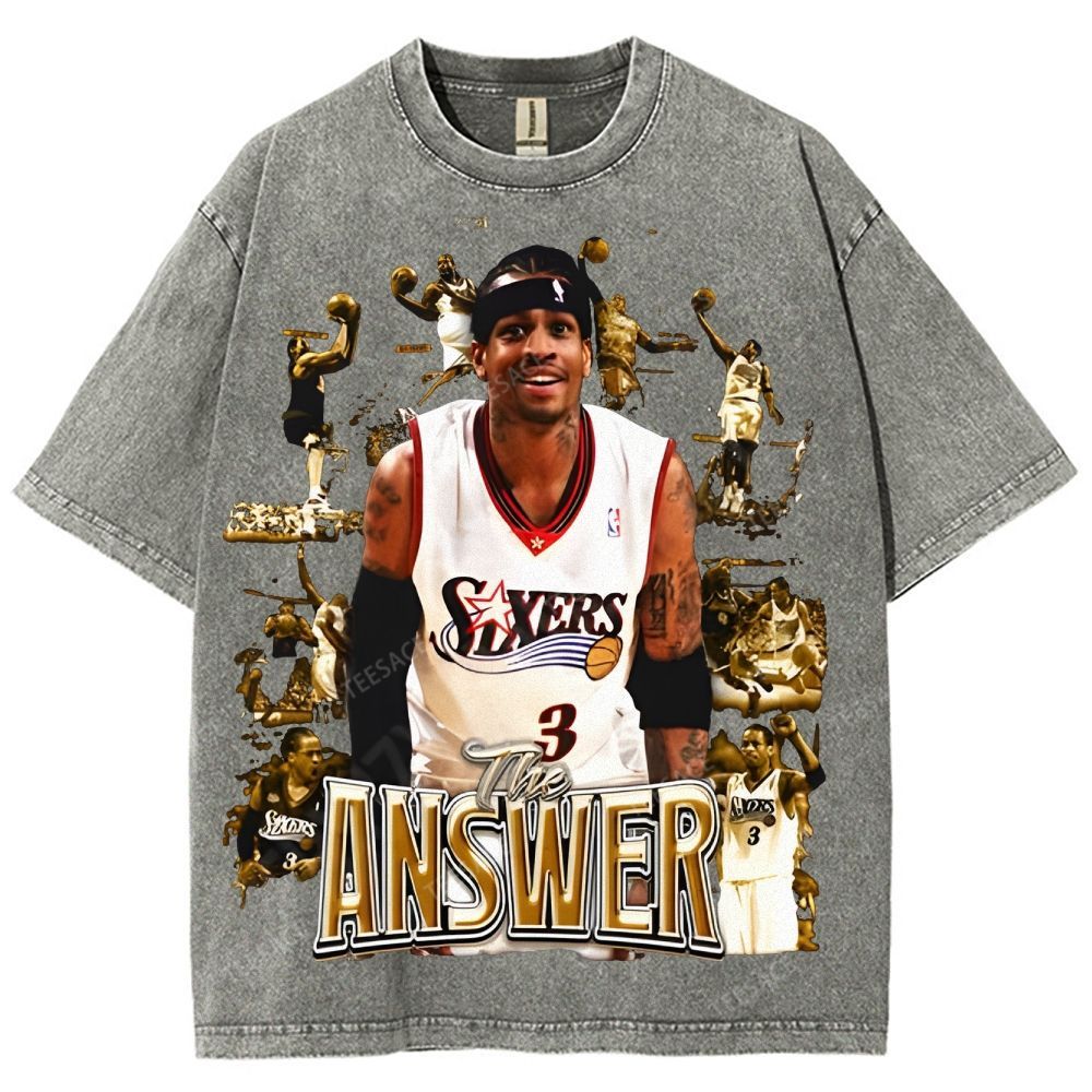 Unisex Fit Washed Allen Iverson T-Shirt 2504013814