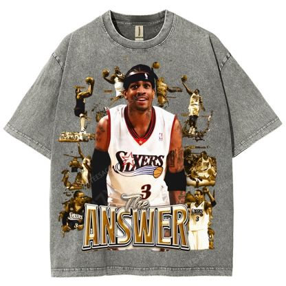 Unisex Fit Washed Allen Iverson T-Shirt 2504013814