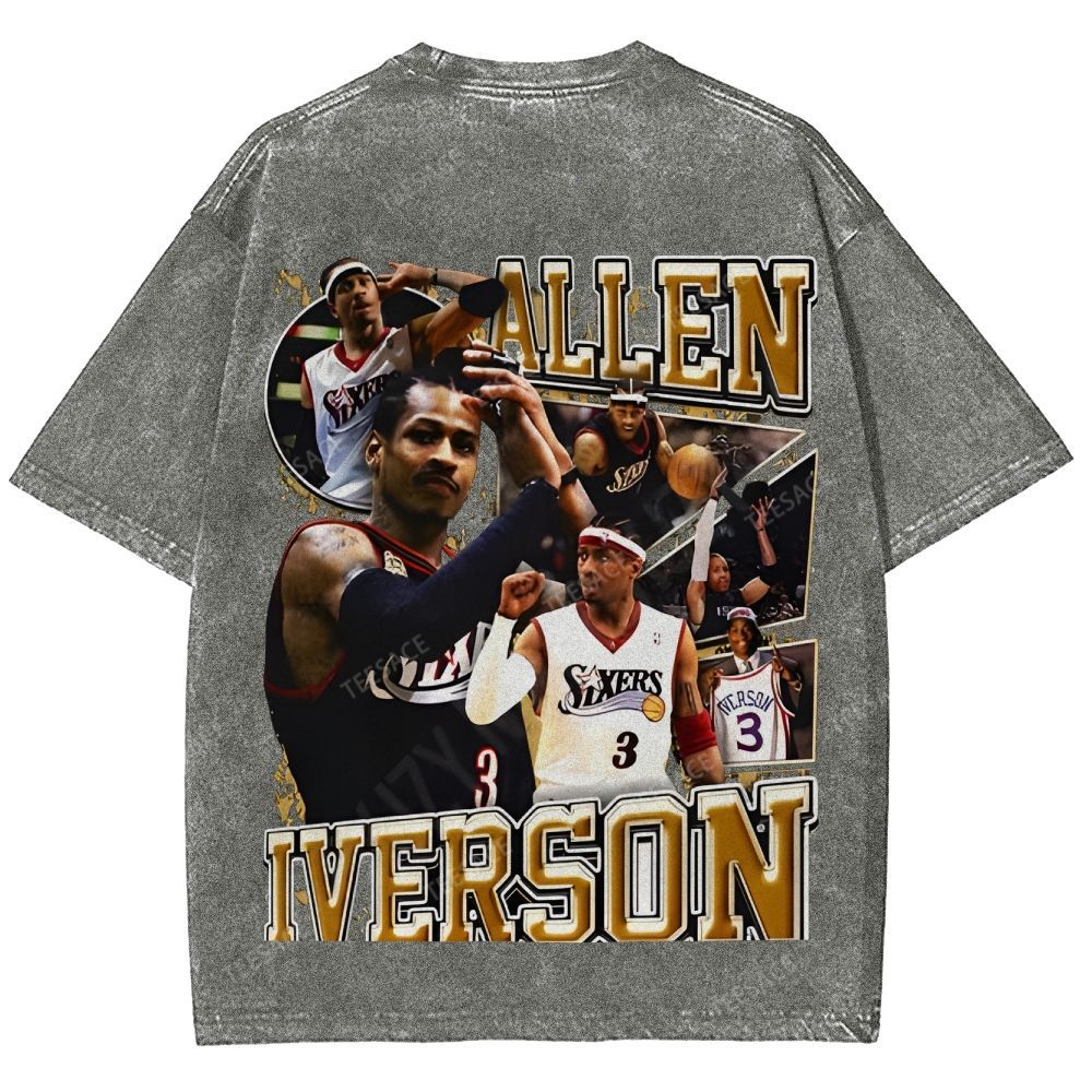 Unisex Fit Washed Allen Iverson T-Shirt 2504013814