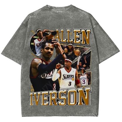 Unisex Fit Washed Allen Iverson T-Shirt 2504013814