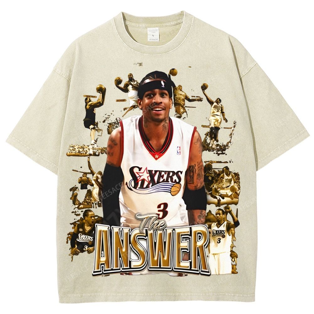 Unisex Fit Washed Allen Iverson T-Shirt 2504013814