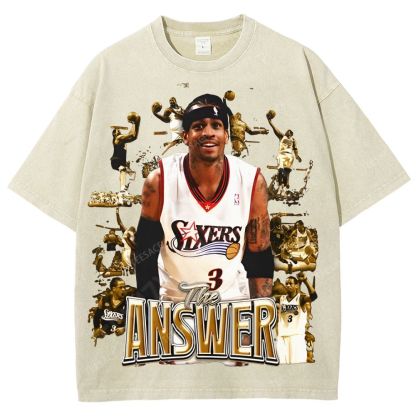 Unisex Fit Washed Allen Iverson T-Shirt 2504013814