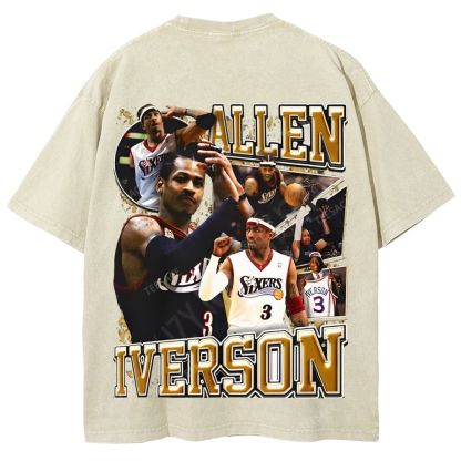 Unisex Fit Washed Allen Iverson T-Shirt 2504013814
