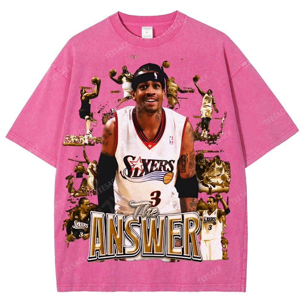 Unisex Fit Washed Allen Iverson T-Shirt 2504013814